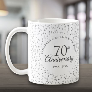 Taza De Café Corazones de amor confeti Aniversario de bodas núm