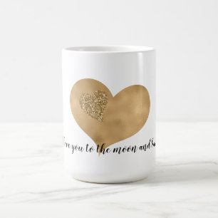 Taza De Café Corazones de amor del Purpurina Glam Gold