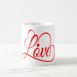 Taza De Café Corazones de Amor Rojo y Blanco