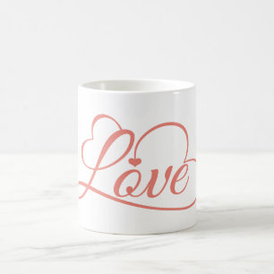 Taza De Café Corazones de Amor Rosa y Blanco