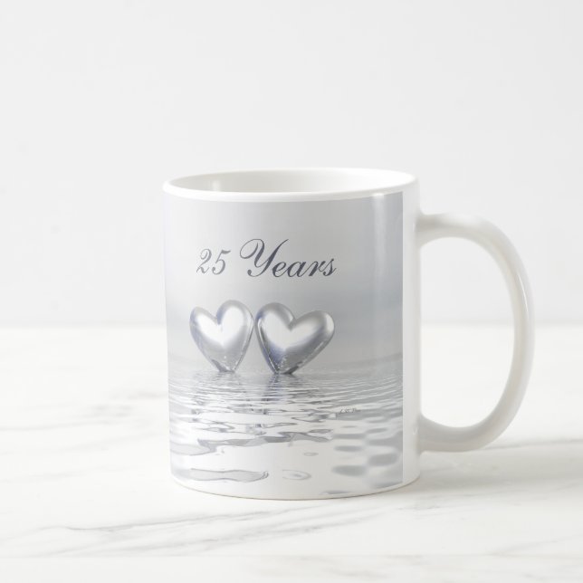 Taza De Café Corazones de aniversario de plata (Derecha)