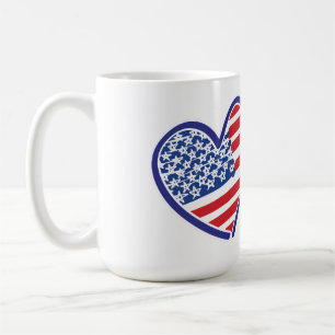 Taza De Café Corazones de banderas de EE. UU. y Venezuela