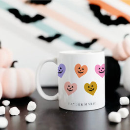 Taza De Café Corazones de calabaza lindo Halloween de moda