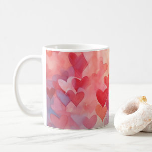Taza De Café Corazones de color acuático moderno patrón Naranja