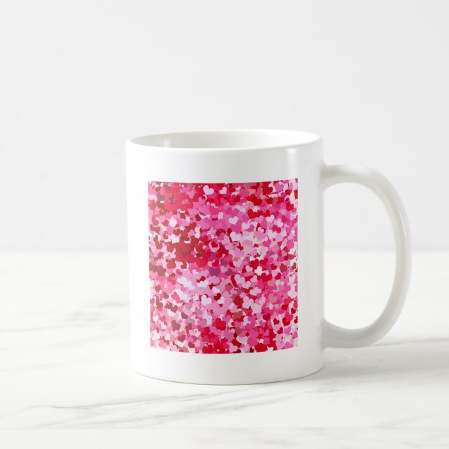 Taza De Café Corazones de Confeti Rosa (Derecha)