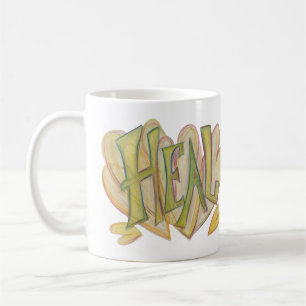 Taza De Café Corazones de curación Palabra Inspiradora Arte Caf