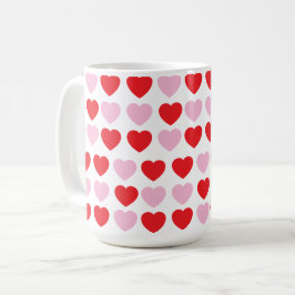 Taza De Café Corazones de Día de San Valentín rojo y rosa
