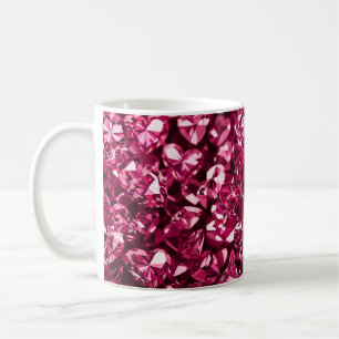 Taza De Café Corazones de diamantes de cristal rosado