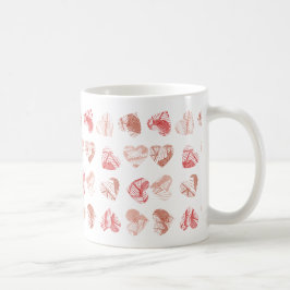 Taza De Café Corazones de Huella Dactilar Roja Patrón Día de Sa