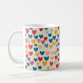 Taza De Café Corazones De Monograma, Regalo Agradable, Colorido