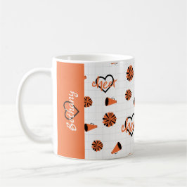 Taza De Café Corazones de naranja Cheer, Pom Poms, Patrón Megap