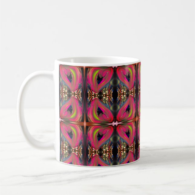 Taza De Café Corazones de neón rosado (Izquierda)