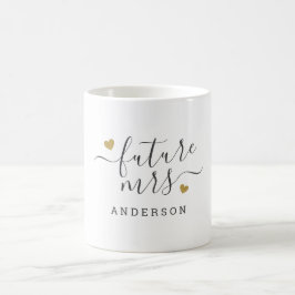 Taza De Café Corazones de Oro Modernos Futuro Sra. Novia por Ca