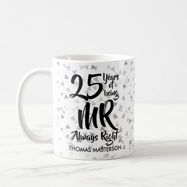 Taza De Café Corazones de plata del 25to aniversario de Sr. (Izquierda)