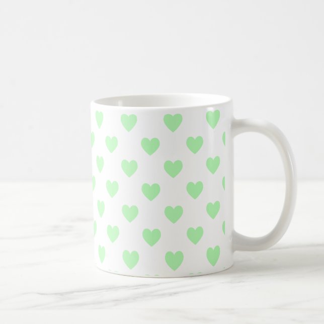 Taza De Café Corazones de Punto de Polka Verde (Derecha)