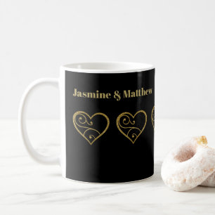 Taza De Café Corazones de Purpurina de oro personalizadas en ne
