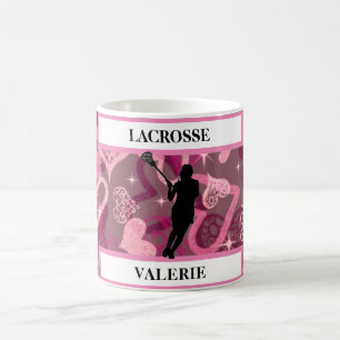 Taza De Café Corazones de rosa flotantes de lacrosse para niñas