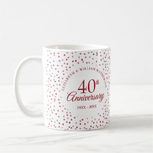 Taza De Café Corazones de Rubí 40 Aniversario