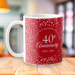 Taza De Café Corazones de rubí a 40 años<br><div class="desc">Diseñado para coordinar con nuestra colección de Corazones de Ruby en el 40º Aniversario. Con delicados corazones de rubí. Personalice con su especial información de cuarenta años de ruby aniversario en letras de rubí de moda. Diseñado por Thisisnotme©</div>