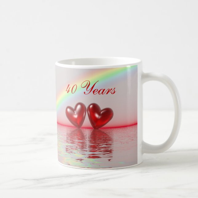 Taza De Café Corazones de rubí a 40 años (Derecha)