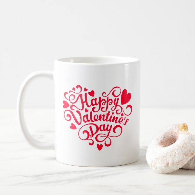 Taza De Café Corazones de San Valentín  (Con donut)