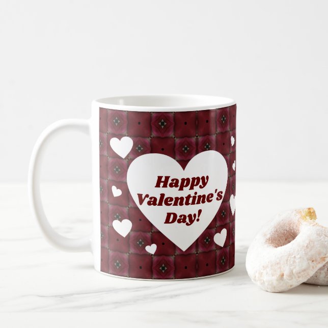 Taza De Café Corazones de San Valentín (Con donut)