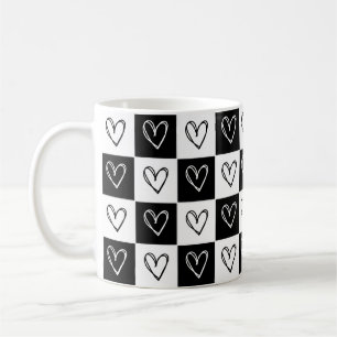Taza De Café Corazones de tablero de ajedrez