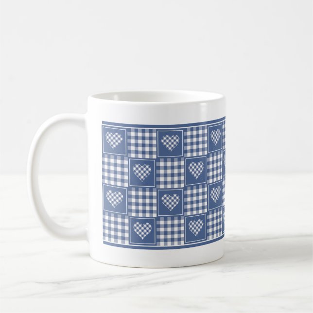 Taza De Café Corazones de tracción de búfalo blanco azul turbio (Izquierda)