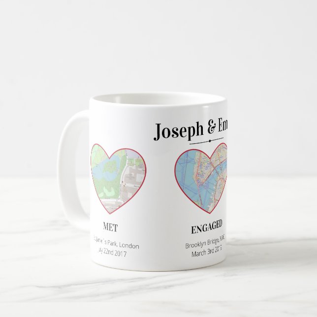 Taza De Café Corazones de ubicación de mapas de Personalizado P (Anverso izquierdo)
