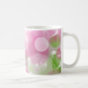 Taza De Café Corazones de vidrio en peluca rosa