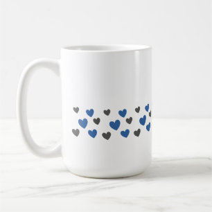 Taza De Café Corazones divertidos, cortos y elegantes, azules y
