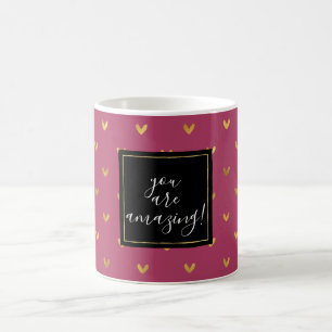 Taza De Café Corazones dorados rosados