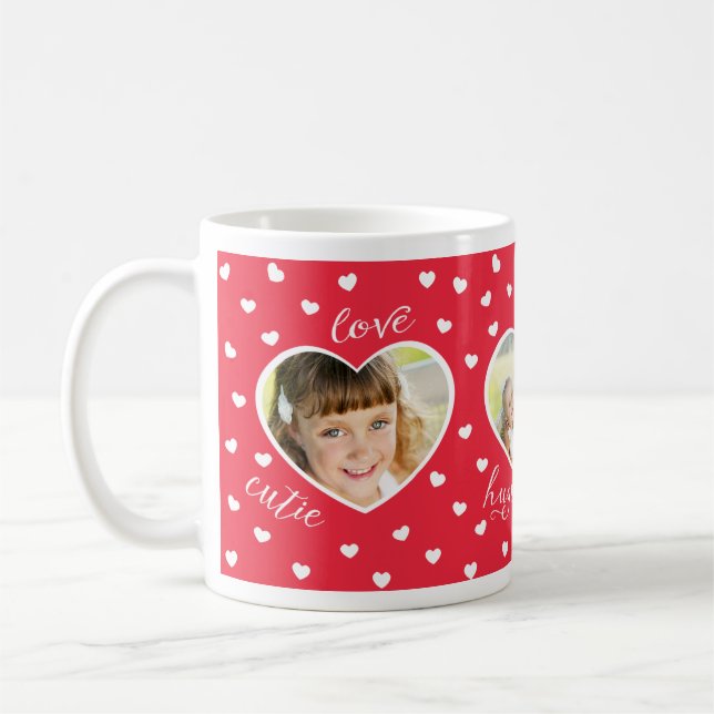 Taza De Café Corazones dulces 3 Foto Personalizado Mug (Izquierda)