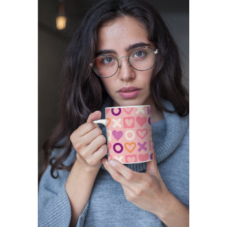 Taza De Café Corazones dulces de amor y abrazos XOXO Moderno Ab