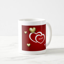 Taza De Café Corazones El día de San Valentín de oro rojo moder
