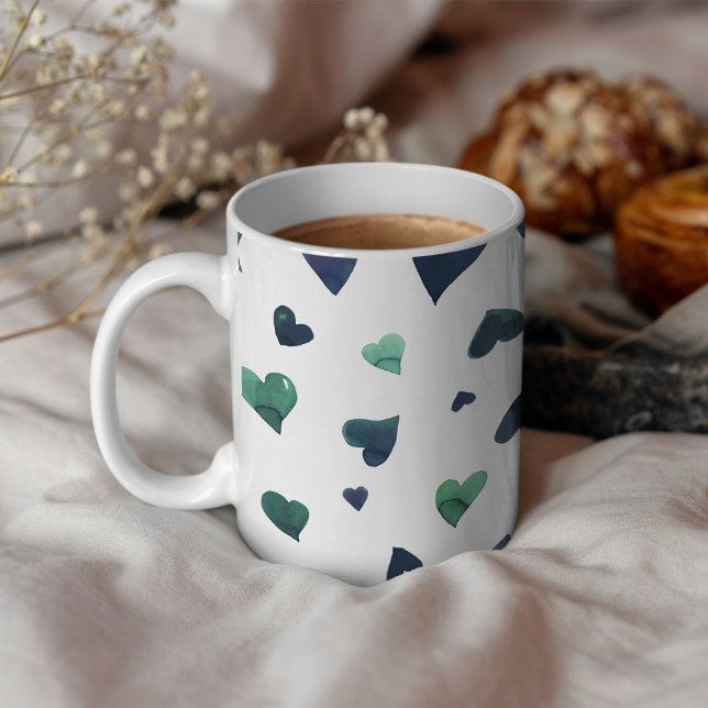 Taza De Café corazones el día de San Valentín - verde azulados (Subido por el creador)