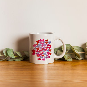 Taza De Café corazones el día de San Valentín - violeta y viva