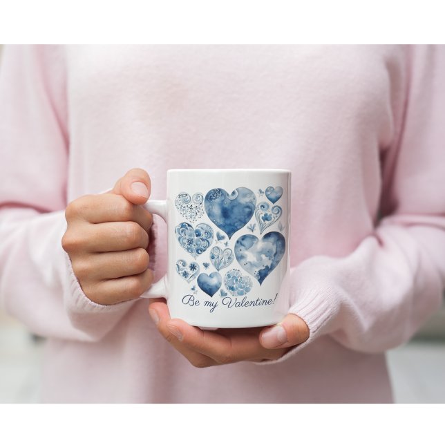 Taza De Café Corazones en azul Delft, valentina (Subido por el creador)