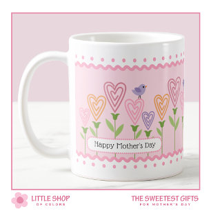 Taza De Café Corazones Florales Personalizables Día de las Madr
