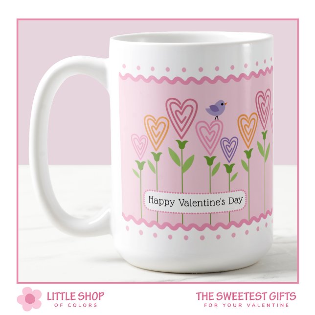 Taza De Café Corazones Florales Personalizables Día de San Vale (Subido por el creador)