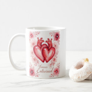 Taza De Café Corazones Gemelos Floral Por Siempre Enamorado 