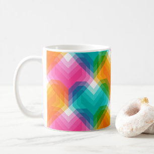 Taza De Café Corazones geométricos en colores psicodélicos (1)