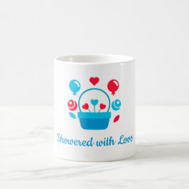 Taza De Café Corazones, globos y cesta del corazón