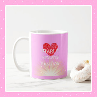Taza De Café Corazones iluminados por estrellas Moda Red Heart 