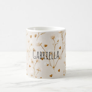 Taza De Café Corazones Marrones Floral Rubor