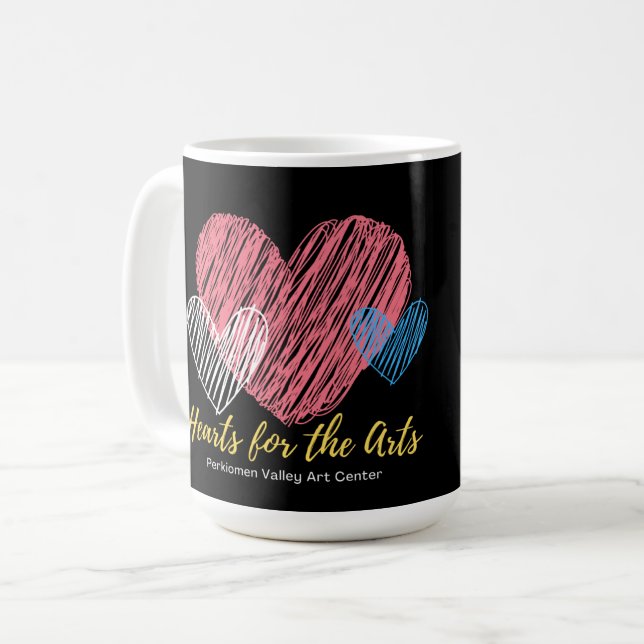Taza De Café Corazones para las artes, corazón rosado, personal (Anverso izquierdo)