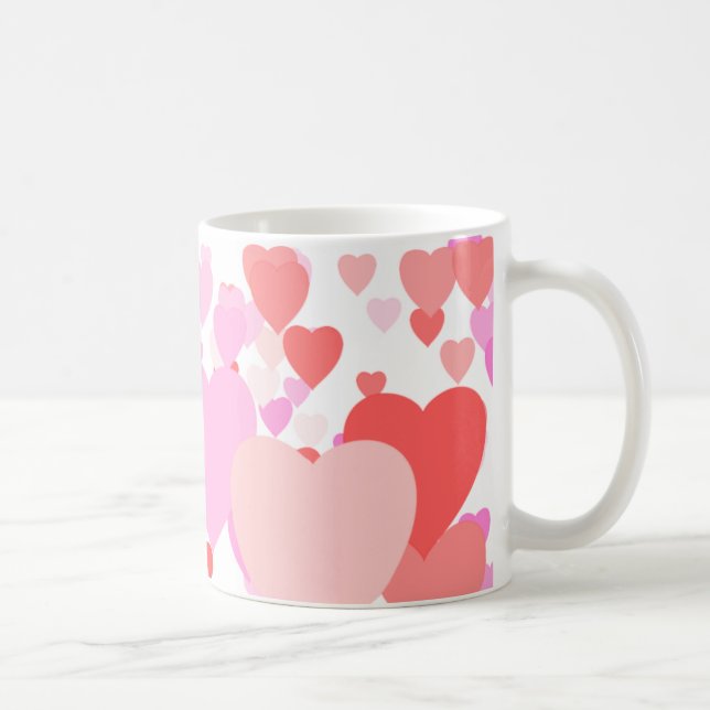 Taza De Café Corazones - Personalizable (Derecha)