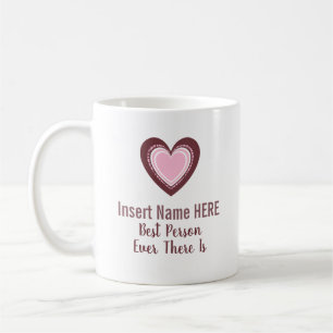 Taza De Café Corazones personalizados en rosa y marrón