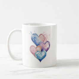 Taza De Café Corazones Pintados con Acuarela
