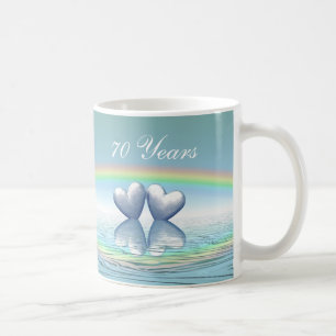 Taza De Café Corazones Platinum de 70 años
